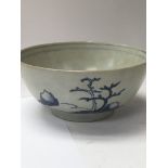 A Nanking cargo blue and white bowl decorated with
