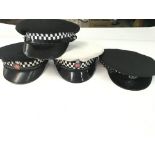 4 x police hats 3 of which have Essex police cap p