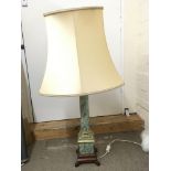 A green simulated marble porcelain table lamp.