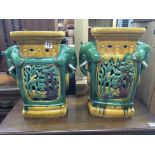 A pair of Chinese garden seats in the form of elephants .