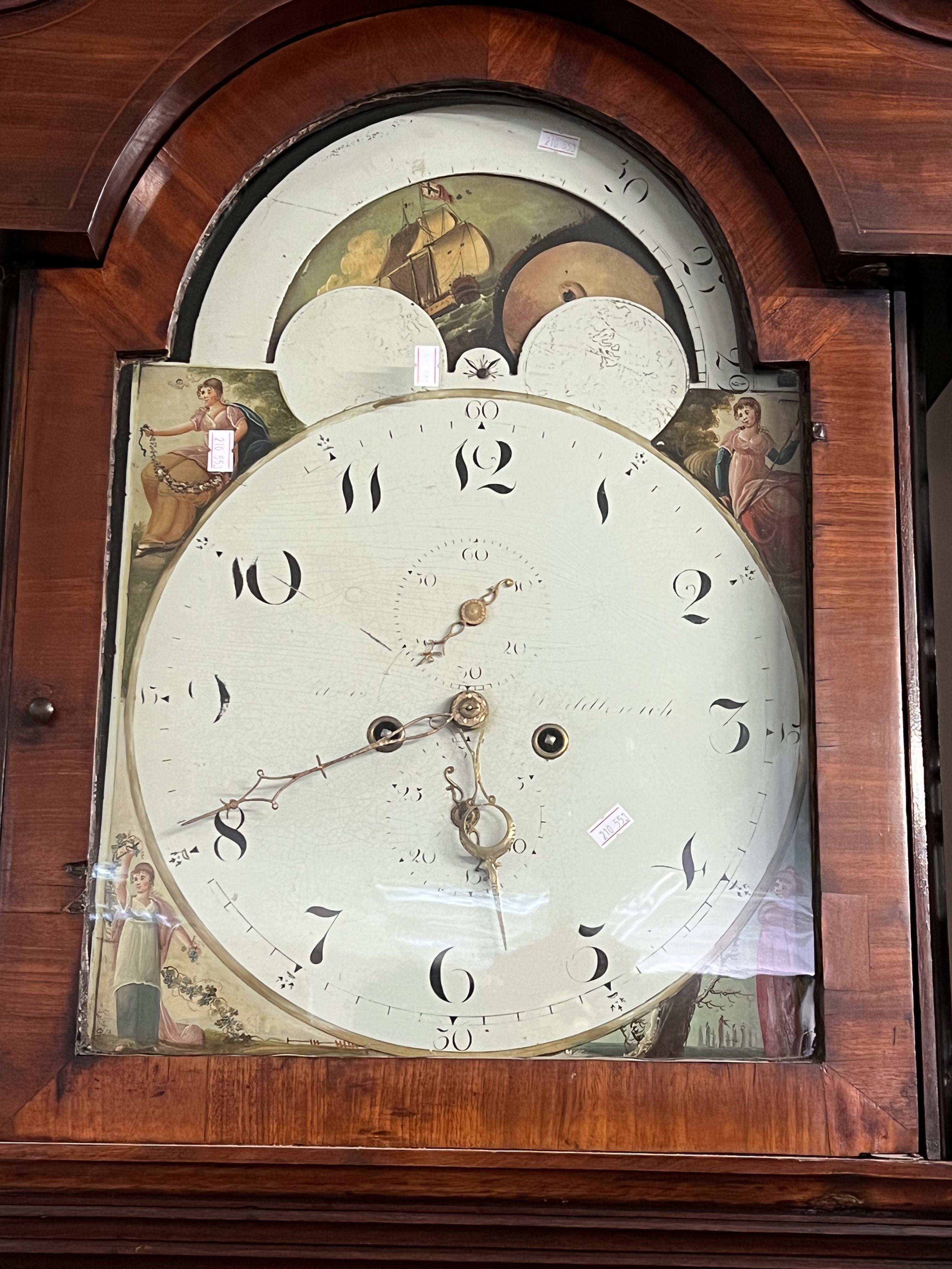 An early 19th Century painted dial moon face grand - Image 2 of 5