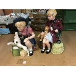 Four Royal Doulton figures including evacuees home