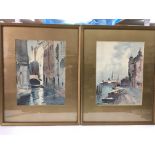 A pair of framed and glazed watercolours of Venice