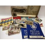 A box of mixed ephemera, including postcards, Bank