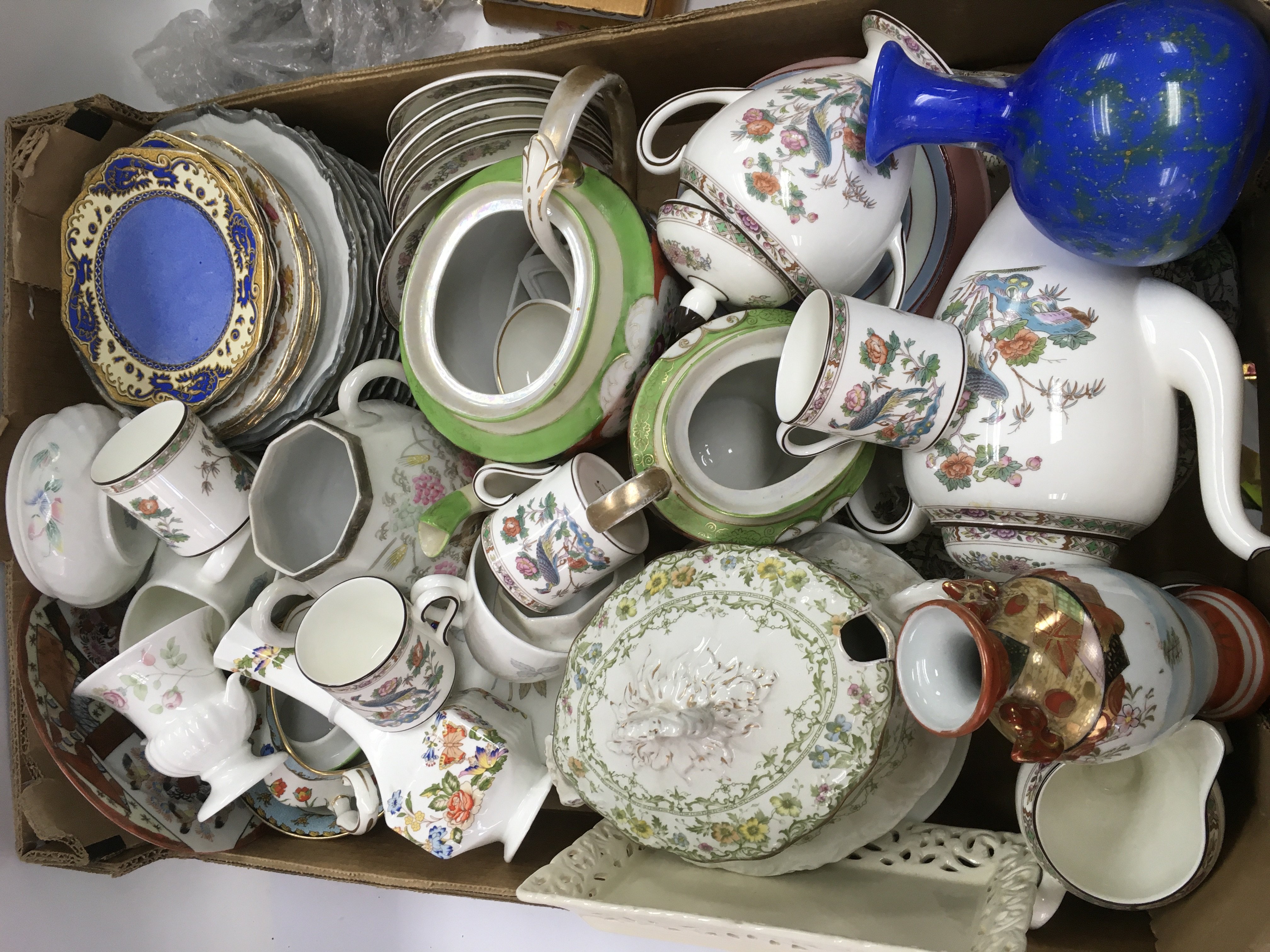 A box of various ceramics comprising Wedgwood item