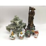 A soapstone koro, two scent bottles, dragon etc. K