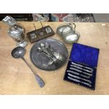 A box of silver plated ware various including cutl