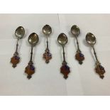 Set of silver and enamel coronation spoons