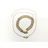 A 9ct gold bracelet and a 9ct gold necklace, appro