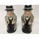 Two Royal Doulton Winston Churchill caricature jug