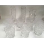 A Whitefriars clear glass drinks set and a pair of