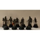 A collection of 10 patinated bronze figurines c.19