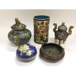 A collection of Oriental items comprising Cloisonn