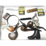 Collection of pipes - boxed razors - French shoe k