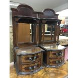 A pair of Edwardian dressing table side cabinets with mirrored backs inset with two drawers