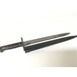 A Swiss II world war bayonet with makers marks and