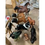 A collection of Beswick figures including Champion