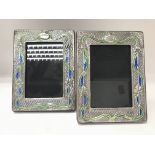 Pair silver & enamel art nouveau photo frames