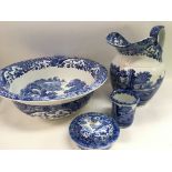 A blue and white Copeland Spode four piece wash se