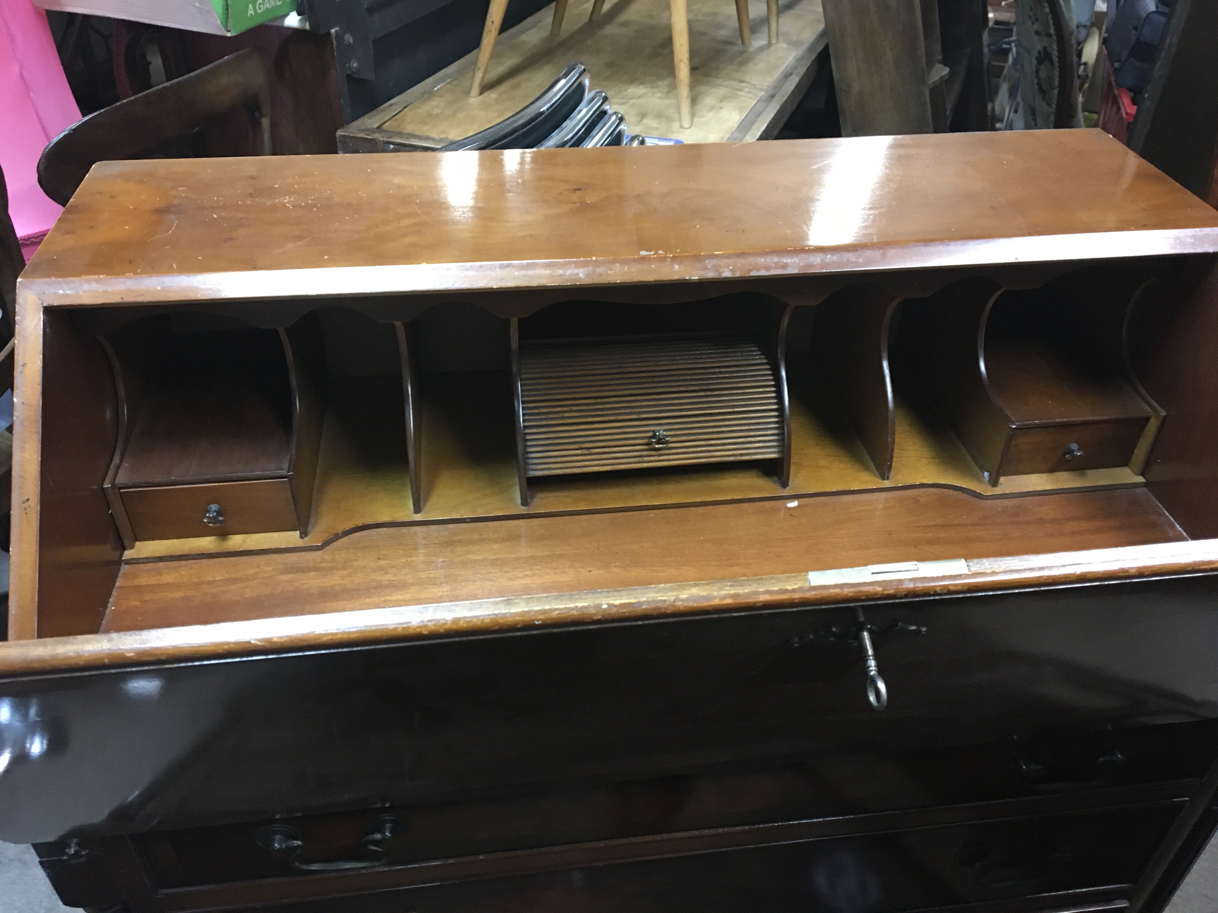 A Yew wood bureau with a well fitted interior abov - Image 2 of 2