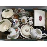 A box of ceramics including Wedgwood, Royal Worces