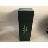 A boxed bottle of 1995 Dom Perignon champagne.