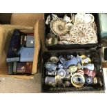 Three boxes of mainly Wedgwood items comprising Jasperware examples.