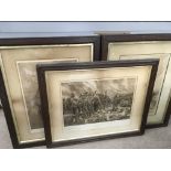 Three framed Victorian South African Boer war prints together with other pictures.