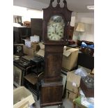 An inlaid mahogany longcase clock with painted dial, eight day going.