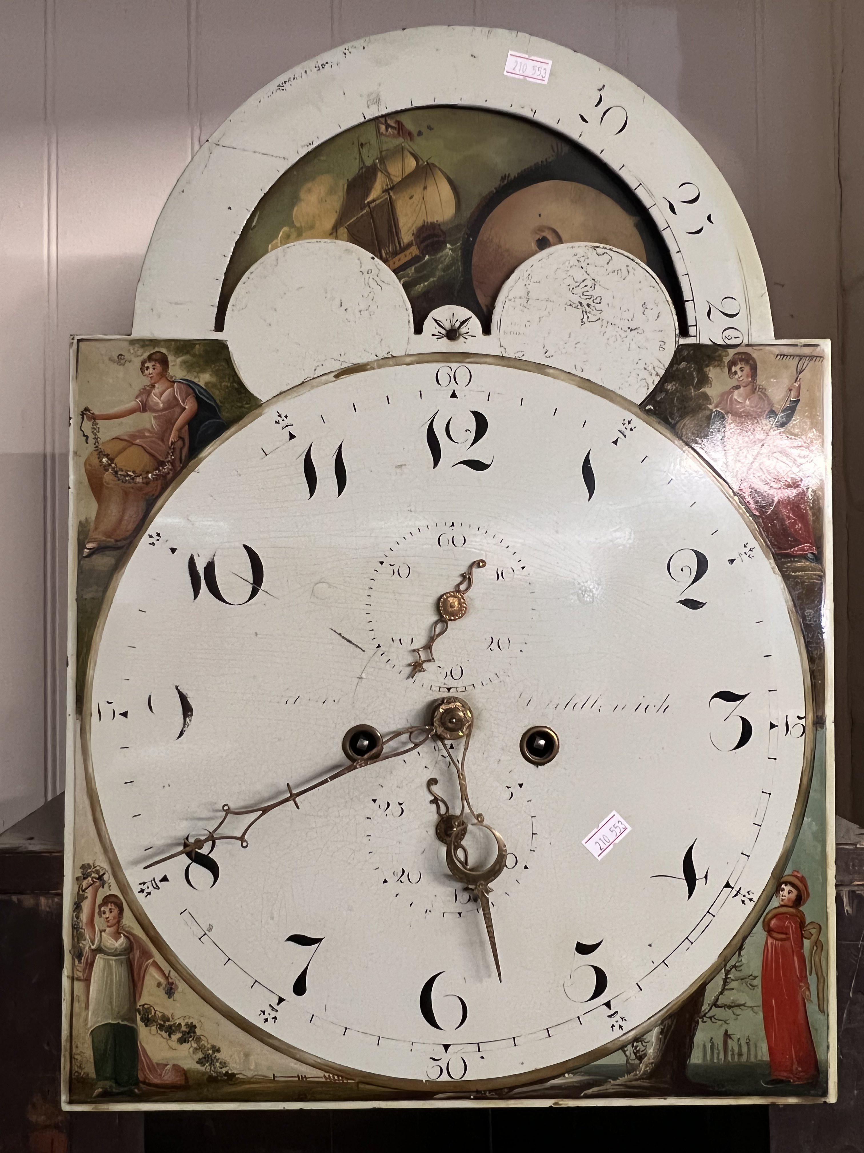 An early 19th Century painted dial moon face grand - Image 3 of 5