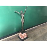 Bronze Art Deco marble girl on base