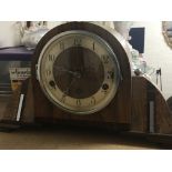A quality Art Deco walnut and chrome mantel clock