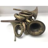 Eight old brass car horns (no bulbs)