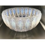 A R Lalique Perruches opalescent glass bowl 24 cm