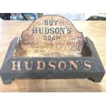 Early cast iron Hudson's soap advertising dogs wat