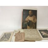 A collection of ephemera An Arthur Rackham print French Acting editions and other prints (a lot)