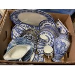 A Box of Blue and White pottery and Porcelain to i