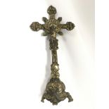 A Corpus Christie brass cross, approx height 53cm.