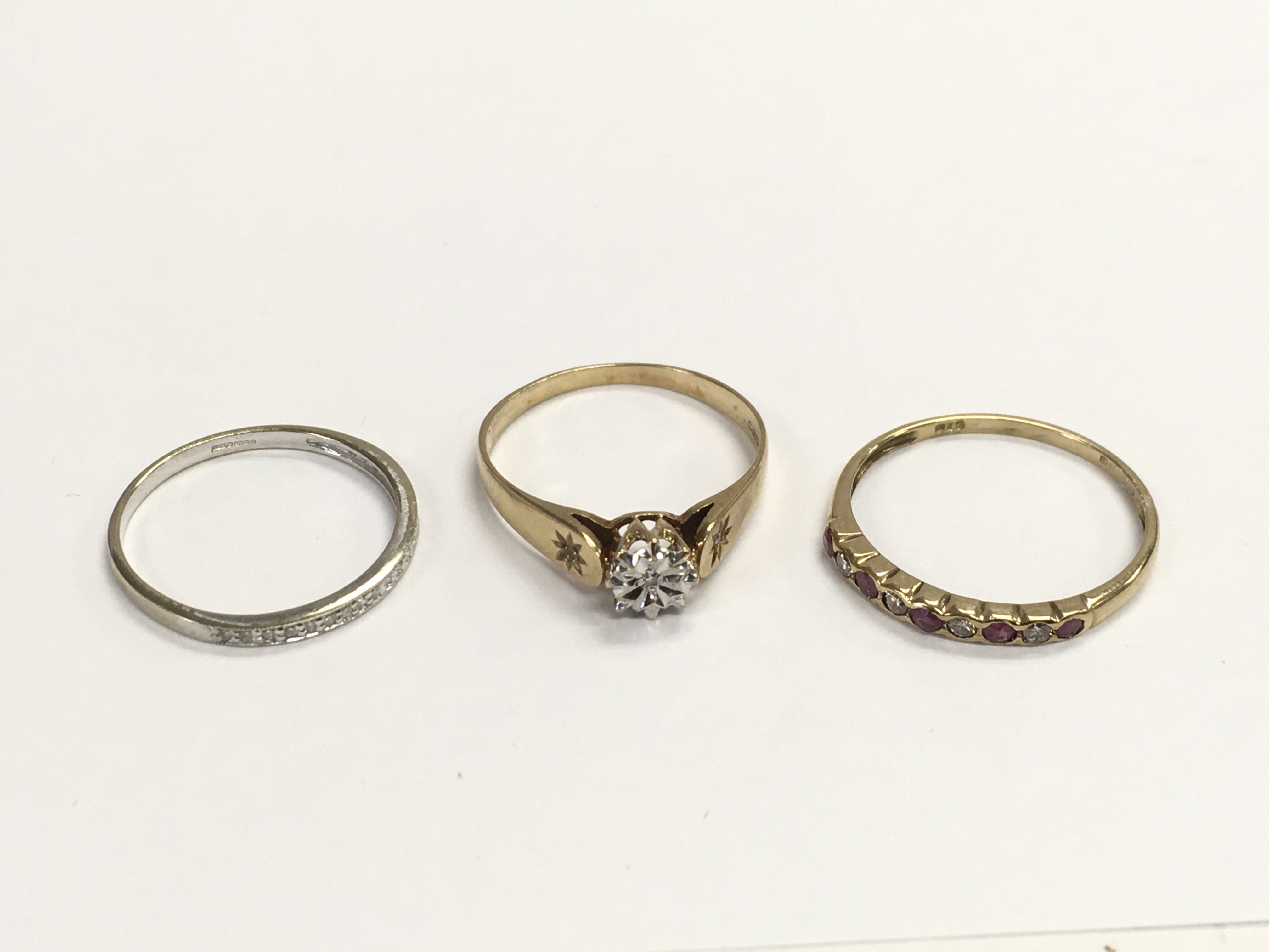 Three 9ct gold diamond set rings, approx total wei