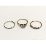 Three 9ct gold diamond set rings, approx total wei
