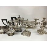 A collection of silver plate including an Art Deco