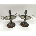 A pair of Edwardian silver plated dishes converted