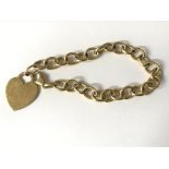 9ct gold heart bracelet. Approx 7.0g