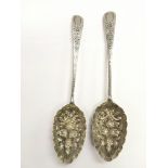 A pair of Georgian silver berry spoons, London hal