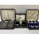 2 silver cased cutlery sets together with a hallma