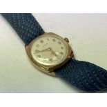 A vintage 9ct yellow gold Avia wrist watch.