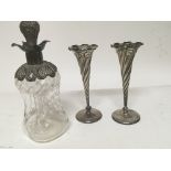 A pair of silver vases with Chester hallmarks load