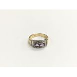 A 14k gold, amethyst and diamond ring, approx 4.2g