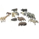 A Small Collection of Playworn Metal Animals.