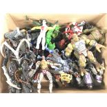 A Box Containing Loose Marvel and other Comic Figures.